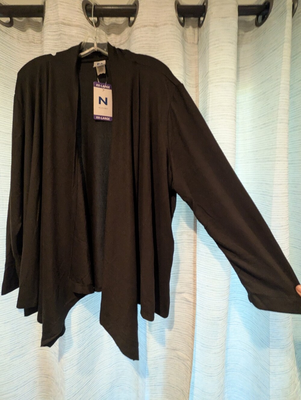 Natori Black Open-Front Draped Cardigan - XXL